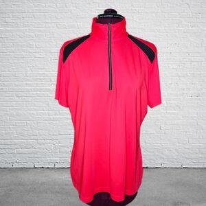 Tail 1/4 Zip Neck Polo Golf Athletic Pink Black Accents Womens Short Sleeve Top